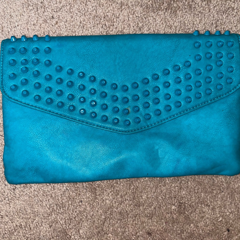 Torrid teal aqua turquoise clutch stud bag